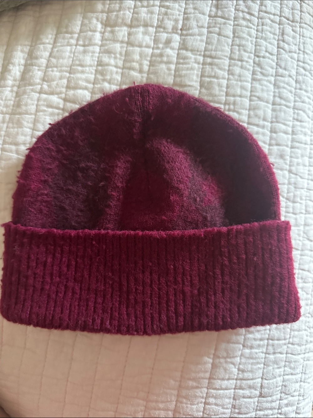 Burberry Women's Burgundy Ribbed Fold-Over Beanie